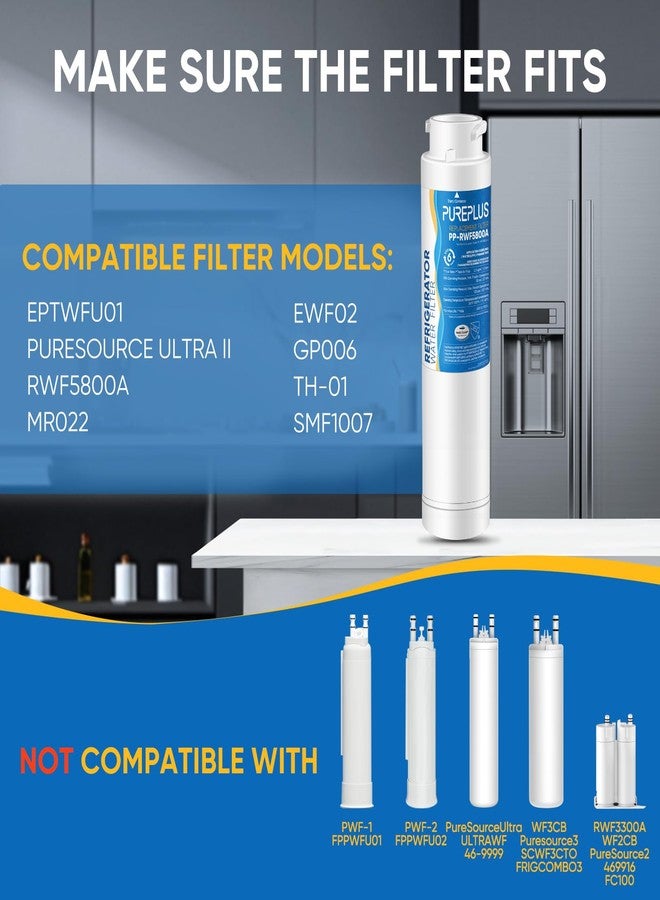 Pure Plus PUREPLUS EPTWFU01 Refrigerator Water Filter, Compatible with Frigidaire EWF02, GP006, Pure Source Ultra II, RWF5800A, 2Pack - Image 2